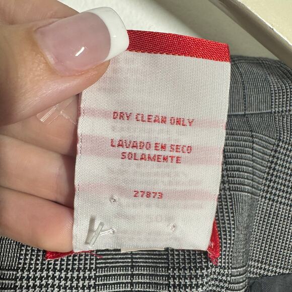 Oscar De La Renta Women 20W Single Button Grey Plaid Houndstooth Blazer Plus - Picture 9 of 10